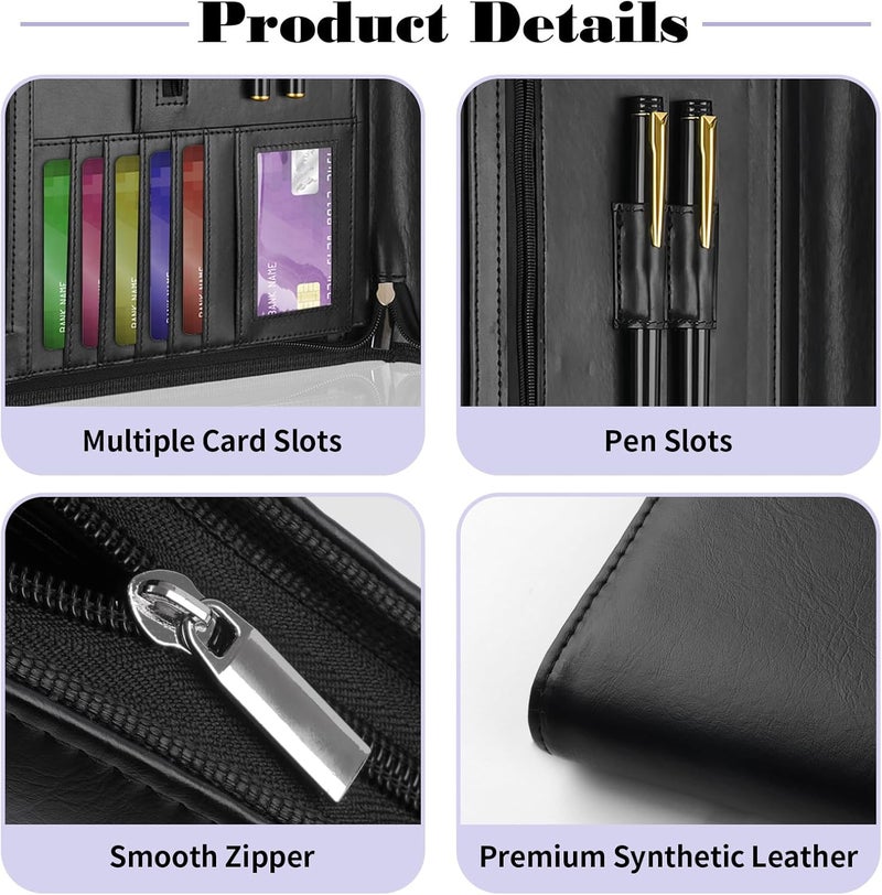 Mkobon Leather Padfolio Portfolio Binder Organizer, with 25 Pages Notepad & 13" Tablet Sleeve, Professional Conference Meeting Business Zipper Folder for Letter Size A4 Legal Writing Pad Document Men Women - Image 4